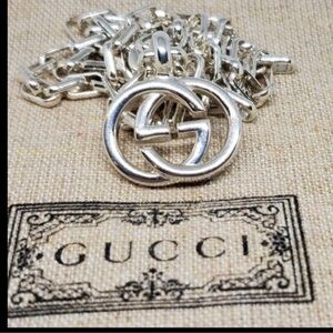 GUCCI Italian Luxury 925 Sterling Silver Necklace